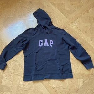 Gray hoodie sweatshirt from gap with purple lettering